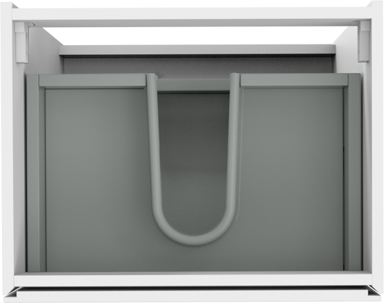 Storke Edge stehender Waschbeckenunterschrank: 60 x 46 cm, Weiß glänzend, 3 Schubladen