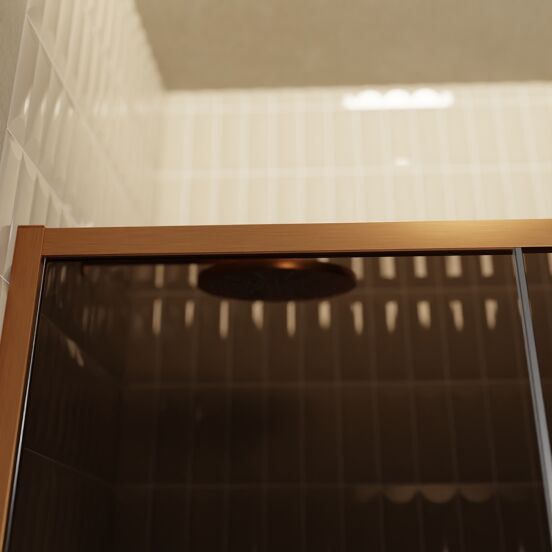 Balmani Senses Design douche schuifdeur omkeerbaar 140 cm x 210 cm Brons glas, Brushed Rosegold profielen