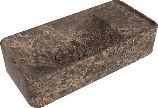Balmani Fara zwevend toiletmeubel 45 x 22 cm amerikaans notenhout met Fara wastafel in Dark Emperador marmer
