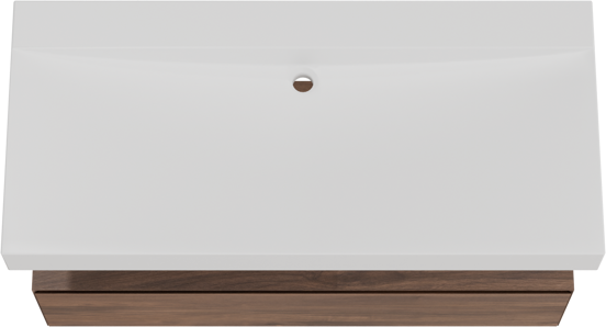 Balmani Mitra Elements meuble salle de bains suspendu 120 x 55 cm noyer américain avec Wave lavabo simple pour 2 trous de robinet en solid surface blanc mat
