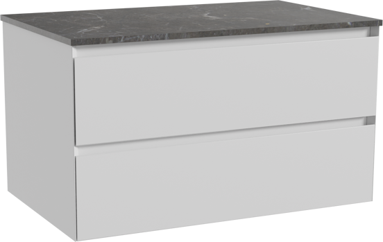 Balmani Mitra meuble salle de bains suspendu 90 x 55 cm blanc mat avec Stretto tablette simple en marbre pietra grey