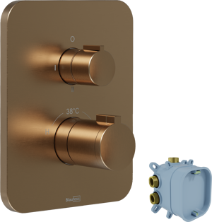 Blaufoss Smartbox Softline thermostatische inbouw douchekraan 2 functies Brushed Rosegold incl. inbouwelement