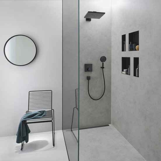 Hansgrohe Raindance E 300 tête de douche carrée avec support mural 30 x 30 cm noir mat