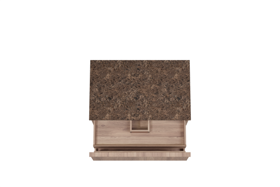 Balmani Forma hängendes Möbelstück Set: 90 x 55 cm, Teak, mit Stretto Einzel Waschtischplatte, Marmor, Dark Emperador, Vertikale symmetrische gerade Rippe