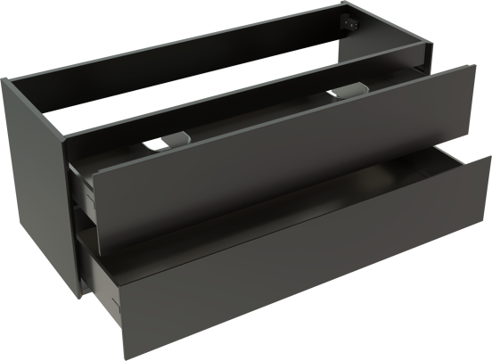 Storke Edge zwevende wastafelonderkast 120 x 46 cm mat zwart 2 lades 2 sifonuitsparingen