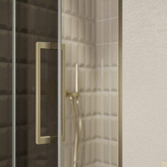 Balmani Senses Design douche draaideur links 100 cm x 210 cm Rookglas, Brushed Champagne Gold profielen, met coating