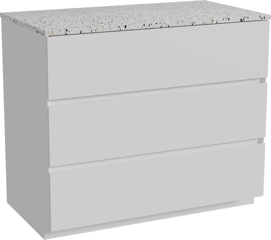 Storke Edge meuble salle de bains à poser 95 x 52 cm blanc mat avec Tavola tablette simple en blanc/noir mat terrazzo