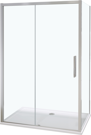 Luca Varess Senses Eckdusche: Schiebetür, 90 x 120 cm, Klarglas, Chromprofil