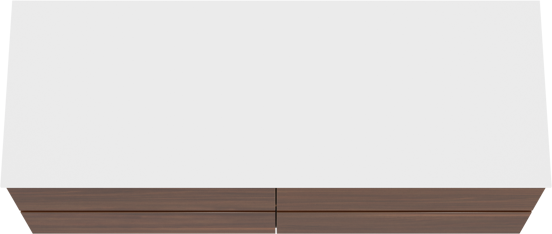 Balmani Lucida hängendes Möbelstück Set: 150 x 55 cm, Amerikanischer Nussbaum, mit Stretto Einzel- oder Doppel Waschtischplatte, Solid Surface Weiß matt