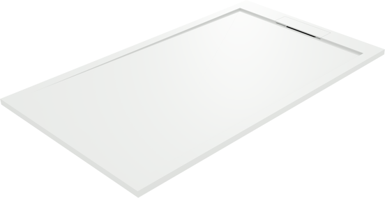 Balmani Andes Duschwanne: 150 x 90 cm, Solid Surface, Weiße Schieferstruktur, matt