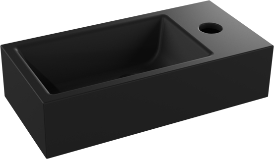 Luca Varess Cubic lave-mains 36,5 x 18 cm porcelaine noir mat