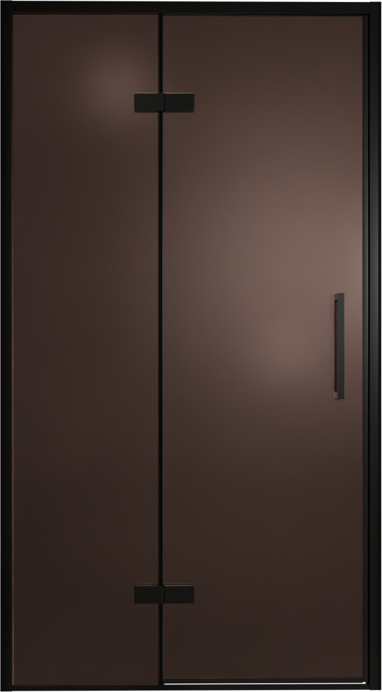 Balmani Senses Design douche draaideur links 120 cm x 210 cm Brons glas, Zwarte profielen, met coating