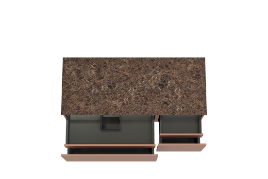 Balmani Sfera meuble salle de bains suspendu 135 x 55 cm cotto avec Stretto tablette simple ou double en marbre dark emperador