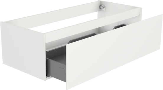 Storke Edge zwevende wastafelonderkast 120 x 52 cm mat wit 1 lade 2 sifonuitsparingen