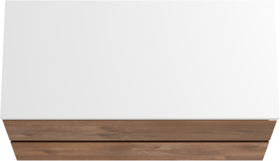 Linie Lado meuble salle de bains suspendu 100 x 46 cm chêne brun avec Lado tablette simple ou double en marbre composite blanc brillant