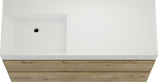Balmani Mitra Compact zwevend badmeubel 100 x 46 cm Amerikaans notenhout met Argila asymmetrisch rechtse wastafel in composietmarmer mat wit