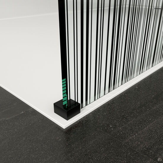 Balmani Modular inloopdouche 180 x 200 cm barcode zwart glas mat zwart profiel