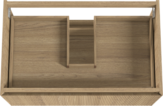 Balmani Fila hängender Waschbeckenunterschrank: 90 x 55 cm, Eiche Natur, Furnierholz, 2 Schubladen