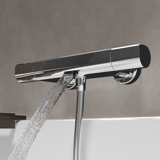 Blaufoss Eris Opbouw badkraan thermostatisch chroom met handdoucheset
