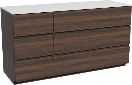 Storke Edge meuble salle de bains à poser 150 x 52 cm noyer avec Tavola tablette simple ou double en solid surface blanc mat