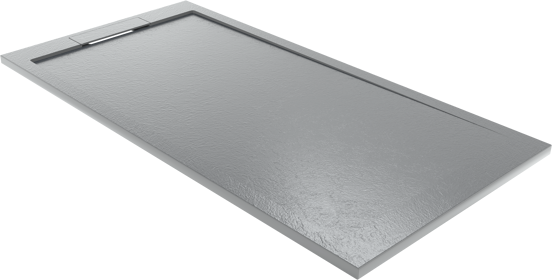 Balmani Indus douchebak 160 x 80 cm composietmarmer donkergrijs leisteenstructuur
