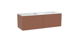 Balmani Sfera hängendes Möbelstück Set: 150 x 55 cm, Cotto, mit Tablo Arcato Doppelwaschtisch, Solid Surface Weiß matt