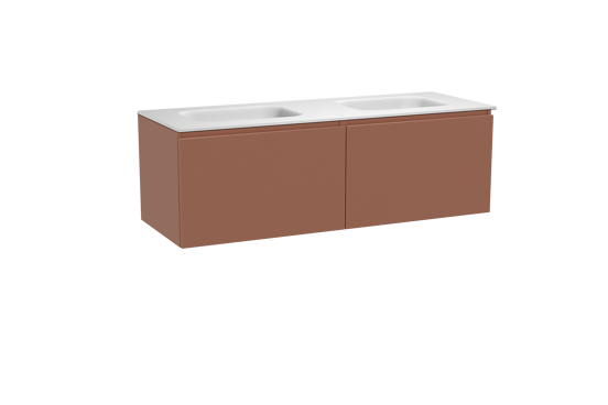 Balmani Sfera hängendes Möbelstück Set: 150 x 55 cm, Cotto, mit Tablo Arcato Doppelwaschtisch, Solid Surface Weiß matt