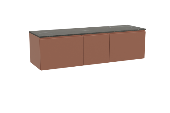Balmani Sfera meuble salle de bains suspendu 180 x 55 cm cotto avec Stretto tablette simple ou double en marbre pietra grey