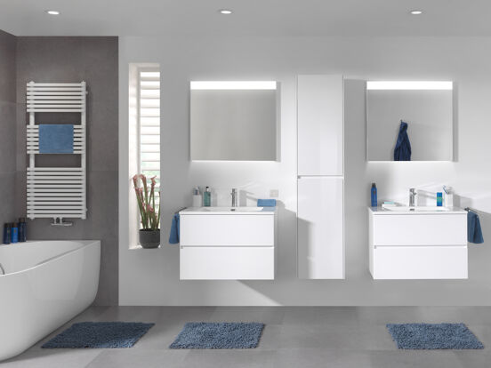 Storke Edge zwevende wastafelonderkast 75 x 52 cm hoogglans wit 2 lades