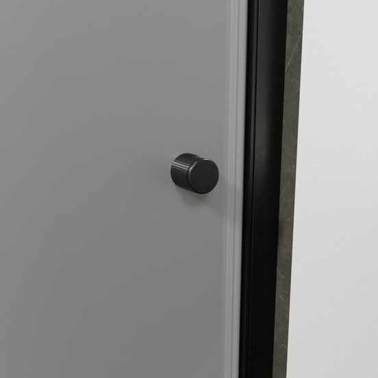 Luca Varess Kuresa douche draaideur 95 x 200 cm helder glas met matte strook mat zwart profiel