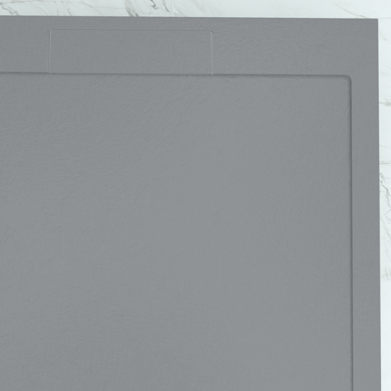 Balmani Indus douchebak 140 x 90 cm composietmarmer donkergrijs leisteenstructuur