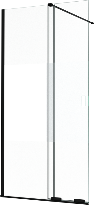 Balmani Move Slide Walk-In Dusche: Schiebewand, 100 x 200 cm, links, Band Glas, Schwarzes Profil, matt