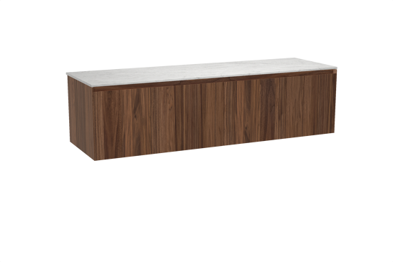 Balmani Idra hängendes Möbelstück Set: 180 x 55 cm, Nussbaum, mit Stretto Einzel- oder Doppel Waschtischplatte, Marmor Carrara