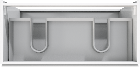 Storke Delta staande wastafelonderkast 100 x 48 cm 2 sifonuitsparingen hoogglans wit 3 lades 2 sifonuitsparingen