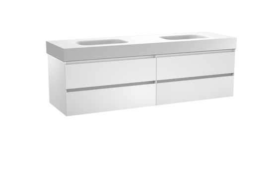 Balmani Mitra meuble salle de bains suspendu 180 x 55 cm blanc mat avec Arcato double vasque en solid surface blanc mat