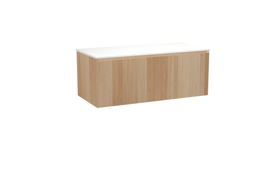 Balmani Idra meuble salle de bains suspendu 120 x 55 cm chêne naturel avec Stretto tablette simple ou double en solid surface blanc mat