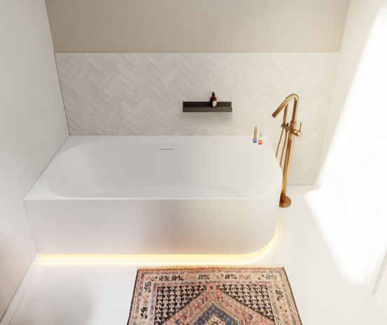 Luca Varess Laguna tweepersoons hoekbad links met LED 170 x 85 cm acryl mat wit