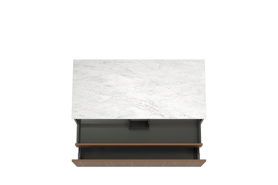 Balmani Sfera hängendes Möbelstück Set: 120 x 55 cm, Amerikanischer Nussbaum, mit Stretto Einzel- oder Doppel Waschtischplatte, Marmor Carrara