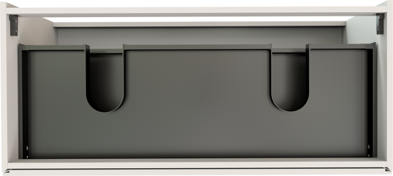 Storke Edge meuble sous-vasque a poser 120 x 52 cm blanc brillant 3 tiroirs 2 découpés de siphon