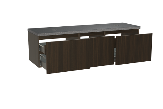 Balmani Sfera meuble salle de bains suspendu 180 x 55 cm eucalyptus avec Rock tablette double en granit noir