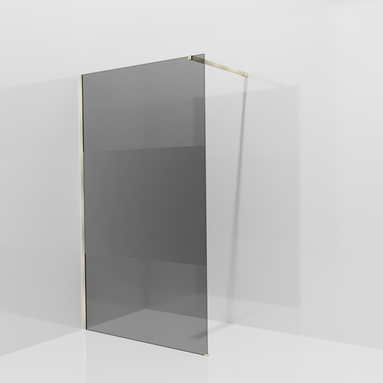 Balmani Modular douche à l'italienne: 120 x 200 cm, Verre fumé avec bande matte, avec coating, Profil Brushed Champagne Gold