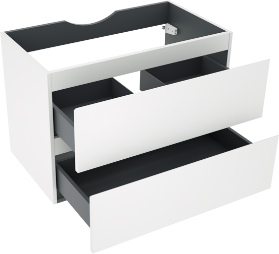 Linie Lado meuble sous-vasque suspendu 80 x 46 cm blanc mat 2 tiroirs