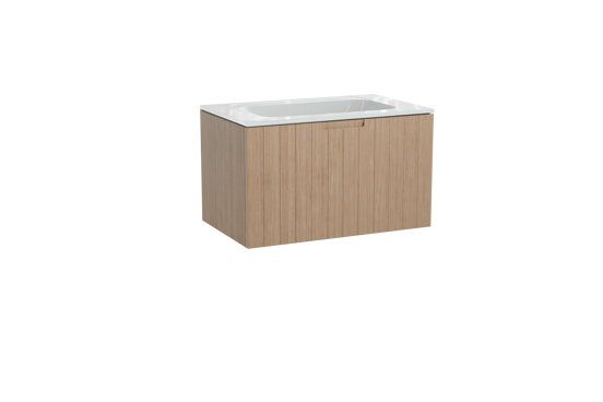 Balmani Adagio meuble salle de bains suspendu 90 x 55 cm chêne vieilli avec Tablo Strada plan simple en marbre composite blanc brillant