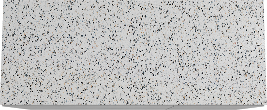 Storke Edge staand badmeubel 130 x 52 cm beton donkergrijs met Tavola enkel of dubbel wastafelblad in mat wit/zwart terrazzo