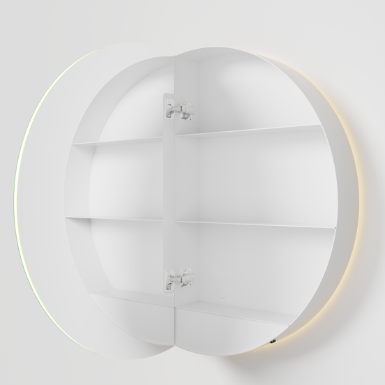 Balmani Mara spiegelkast Rond Ø 90 mat wit met spiegelverlichting en anti-damp