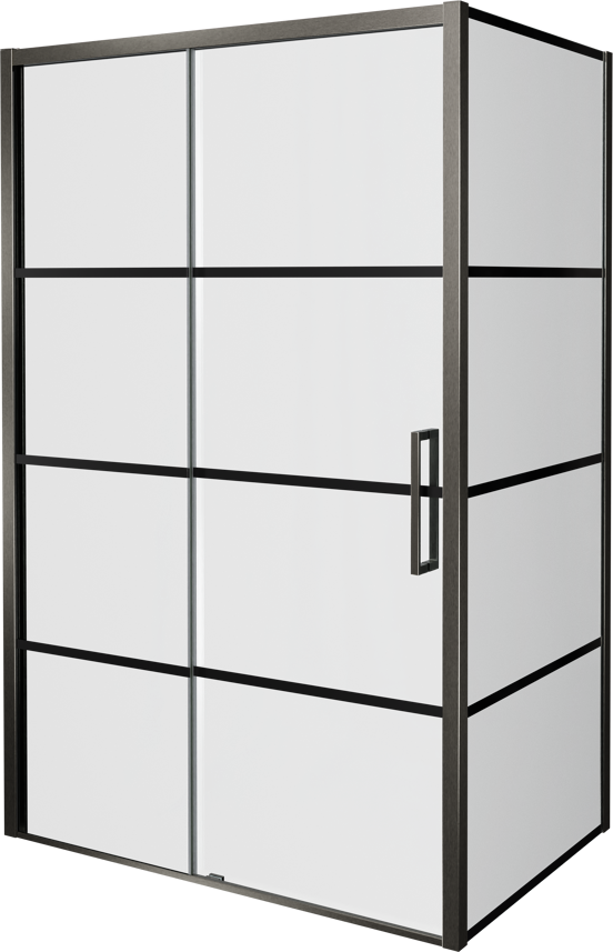 Balmani Senses Design douchehoek met linkse schuifdeur en vaste zijwand, 120 x 90 cm, Lined, Brushed GunMetal profielen
