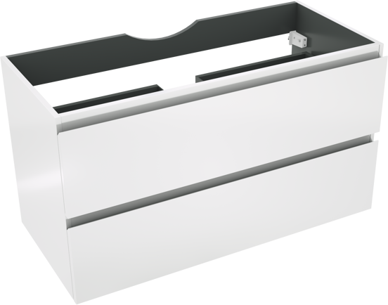 Linie Lado meuble sous-vasque suspendu 100 x 46 cm blanc brillant 2 tiroirs