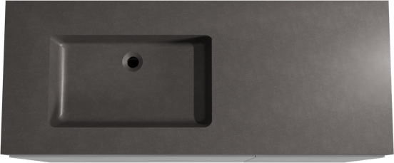 Storke Edge meuble salle de bains à poser 130 x 52 cm béton gris foncé avec Scuro High vasque asymétrique gauche en quartz noir mat