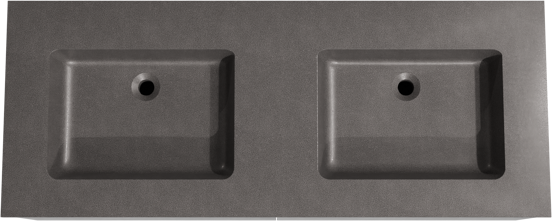 Storke Edge meuble salle de bains suspendu 130 x 52 cm béton gris foncé avec Scuro double vasque en quartz noir mat