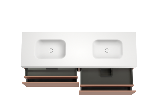 Balmani Sfera hängendes Möbelstück Set: 180 x 55 cm, Cotto, mit Arcato Doppelwaschtisch, Solid Surface Weiß matt